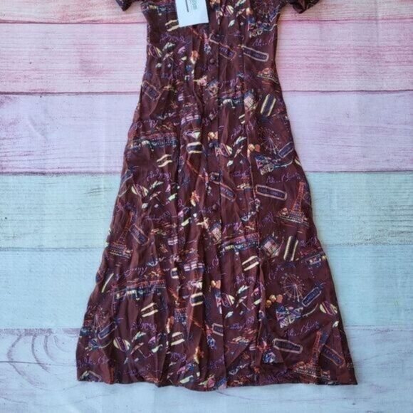 NWT Alexa Chung Burgundy Bon Voyage Habotai‎ Silky Maxi Shirt Dress Size 6US - Picture 3 of 9